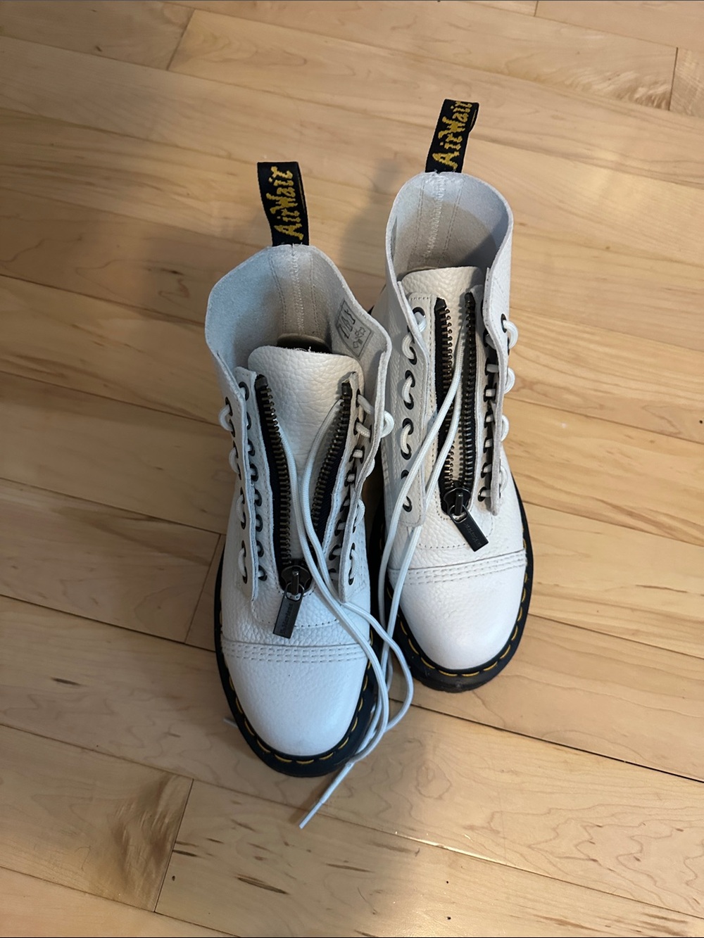 Dr. Martens White Lace-Up Zip Front Women's Boots